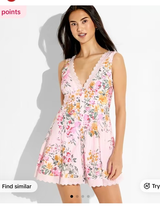 wild fable Dresses & Skirts - wild fable Pink Floral Lace-Trim Mini Dress